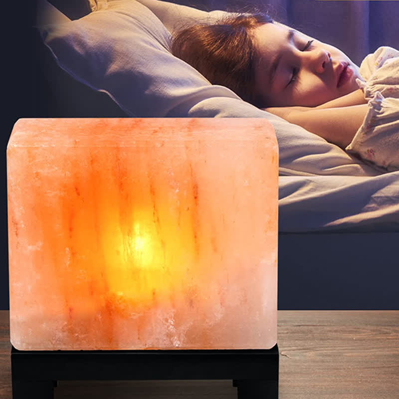 Olivenorma quadratische Form Himalaya Pink Salzkristall-Lampe