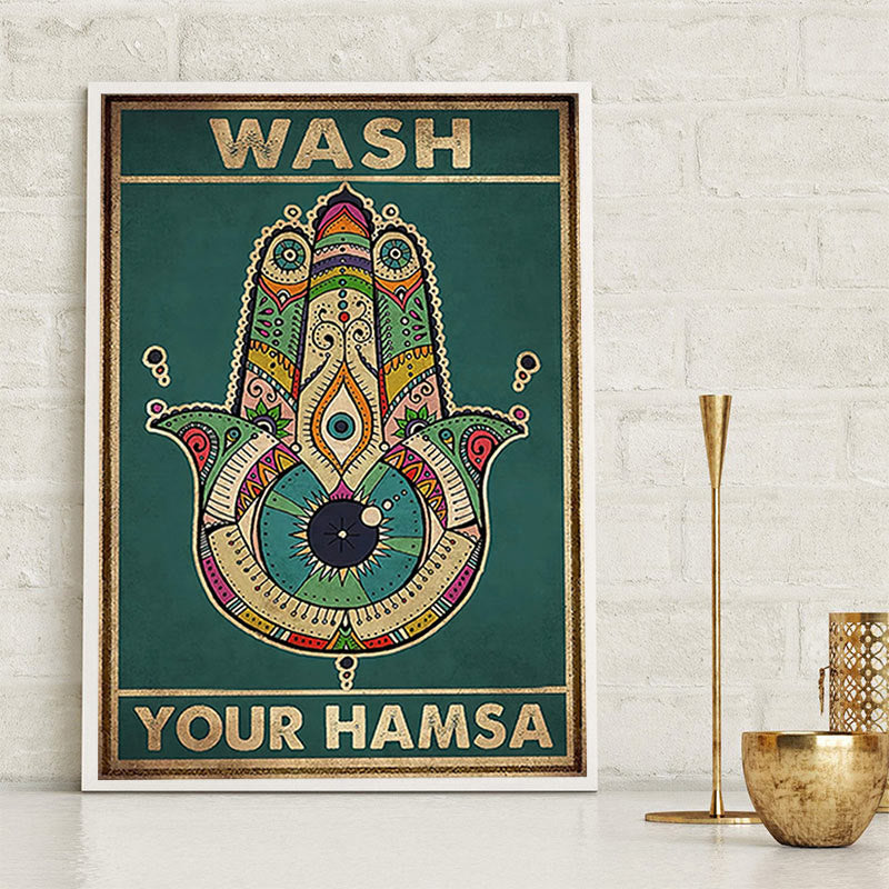 Olivenorma Chakra Yoga "Wasche deinen Hamsa" Böser Blick Poster