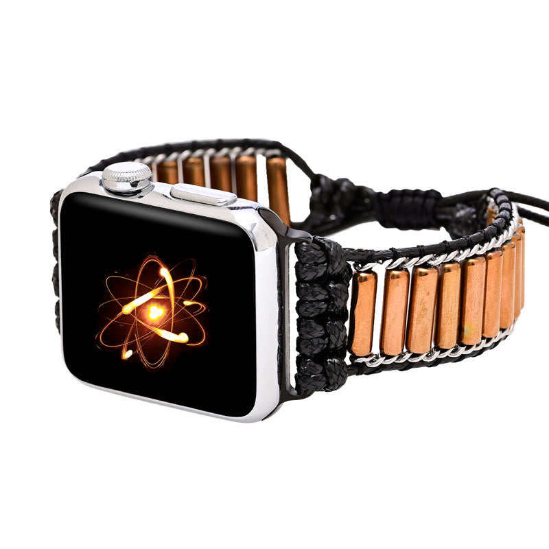 Olivenorma Zylindrisches Kupferrohr Handgewebtes Apple Watch Armband 