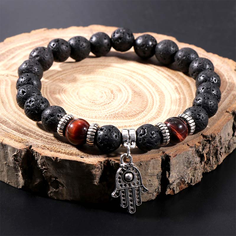 Malachit-Tigerauge-Lava-Stein-Armband 