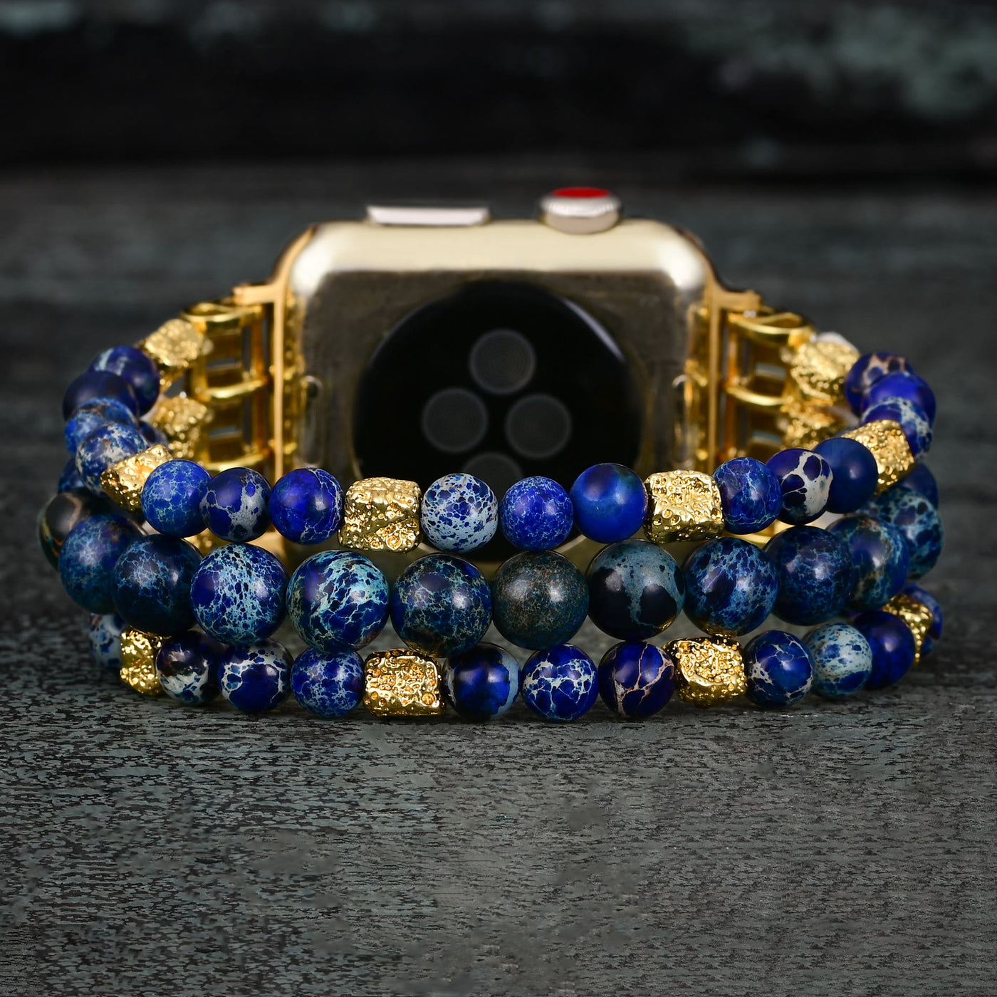 Olivenorma Blue Emperor Stone Perlenelastisches Band für Apple Watch 