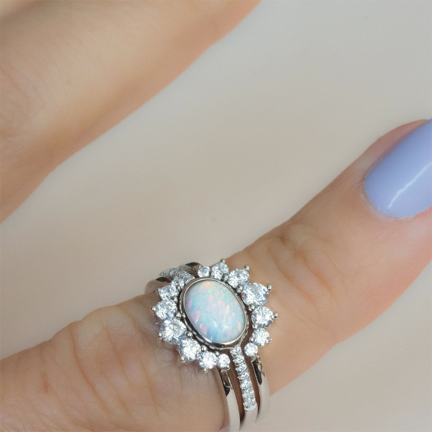 Olivenorma Opal Stapelring Drei-Schicht-Ring 