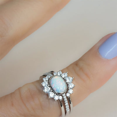 Olivenorma Opal Stapelring Drei-Schicht-Ring 