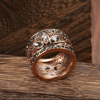 Olivenorma Bronze Gold Bohemian Grauer Mondstein Ring