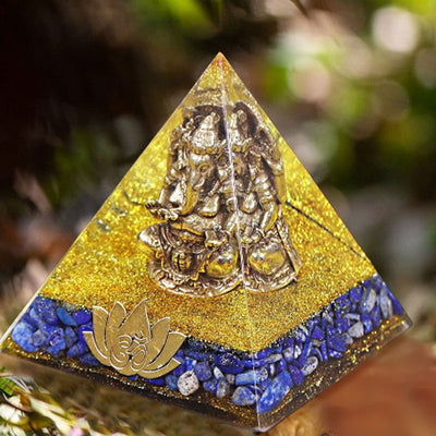 Olivenorma Lapis Lazuli mit Elefantensymbol Orgon-Pyramide 