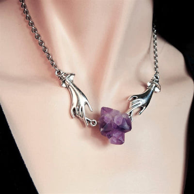 Amethyst Engel Hand Heilung Halskette