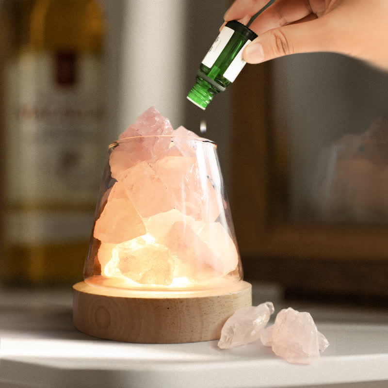 Vier Jahreszeiten - Ätherisches Öl Diffusor Kristall Aromatherapie Lampe - Rosenquarz - Minze - image 1