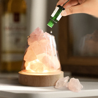 Vier Jahreszeiten - Ätherisches Öl Diffusor Kristall Aromatherapie Lampe - Rosenquarz - Minze - image 1
