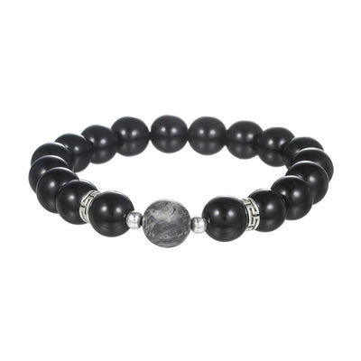 Olivenorma Blauer Sandstein Obsidian 6mm Perlen Sterne und Mond Armband