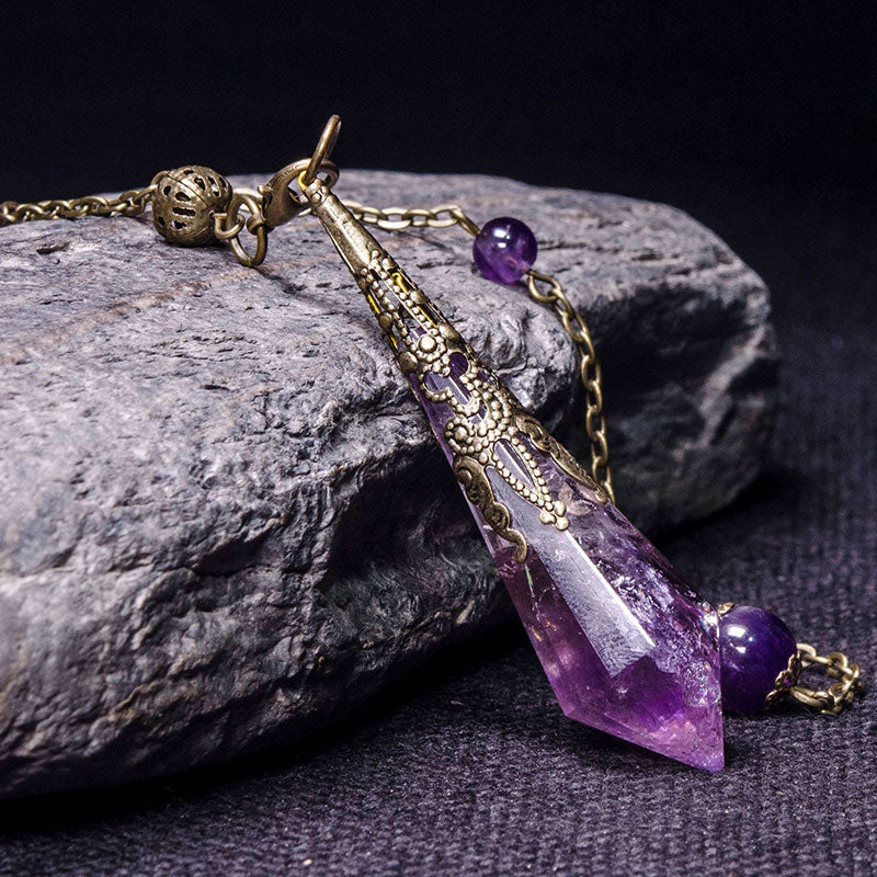 Natürlicher Amethyst Retro-Heilpendel 