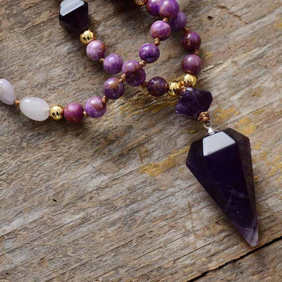 Olivenorma Natürliche Amethyst Purpur Jade Perlen Mala Kette