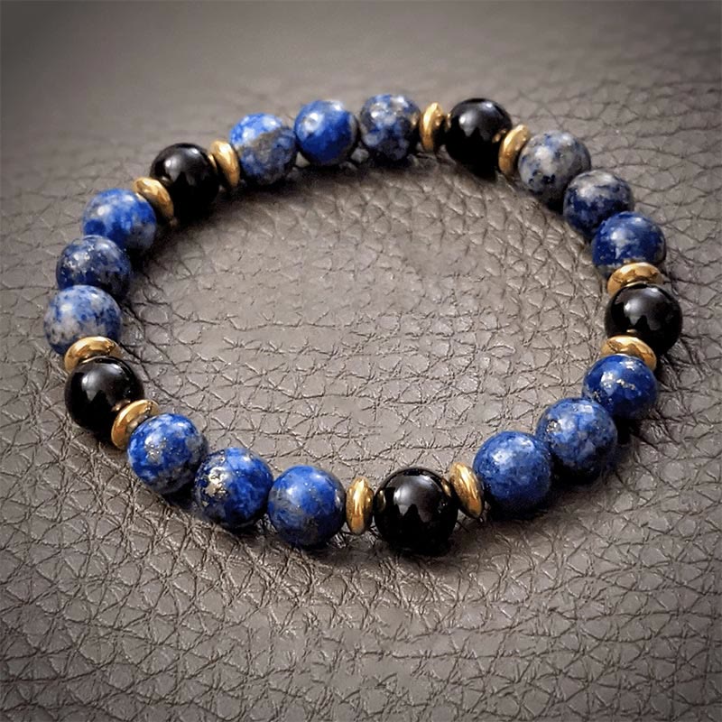 Olivenorma "Healing Trust" Lapislazuli Schwarzer Onyx Armband 