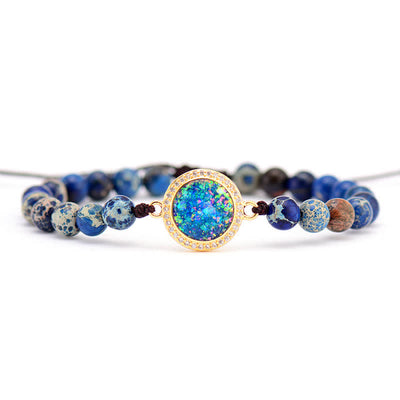 Olivenorma Blauer Opal-Kaiserstein Einstellbares Geflochtenes Armband 