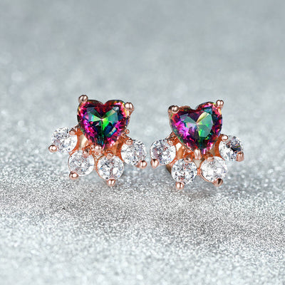 Olivenorma Kawaii Opal Weißer Zirkon Kitty Paw Ohrringe