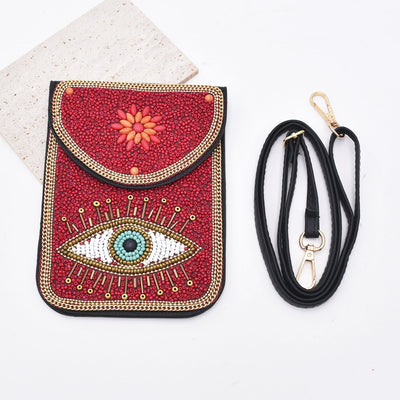 Olivenorma Bohemian Perlen Böses Auge Hamsa Handytasche 