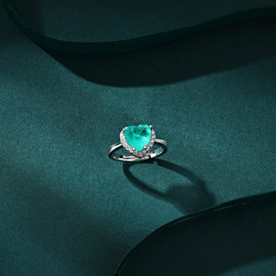 Olivenorma Herzform Paraiba Turmalin Exquisiter Ring 