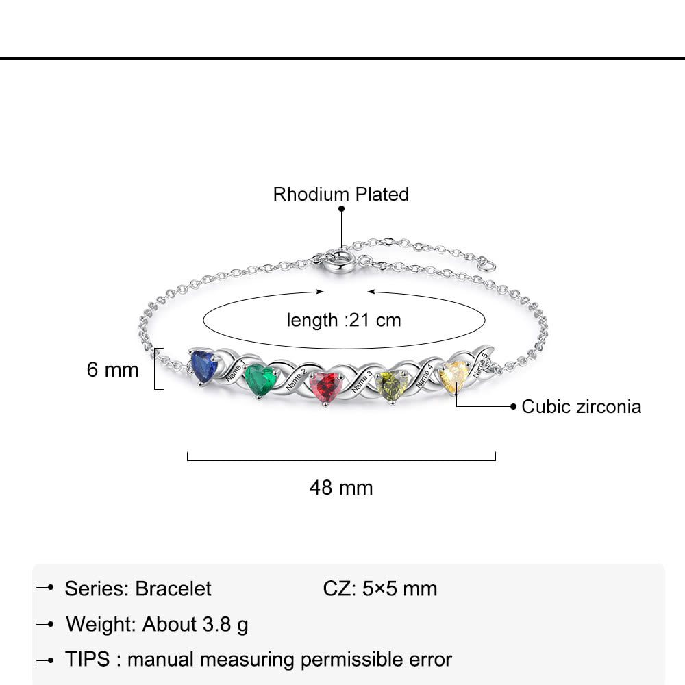 Olivenorma individuell graviertes Geburtsstein-Armband für Mütter