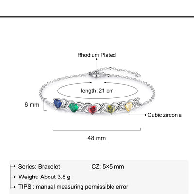 Olivenorma individuell graviertes Geburtsstein-Armband für Mütter