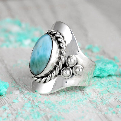 Olivenorma Der Larimar Boho-Ring für Frauen