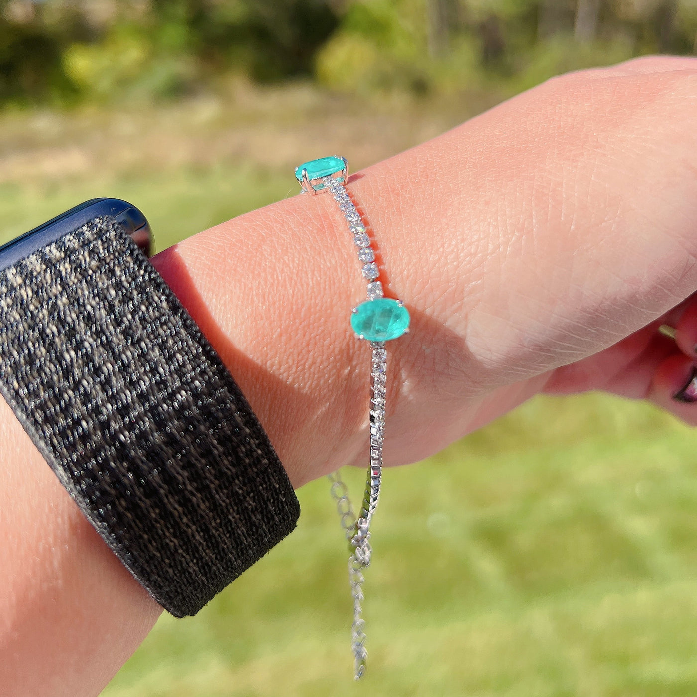 Olivenorma Drei Paraiba Turmalin Armband 