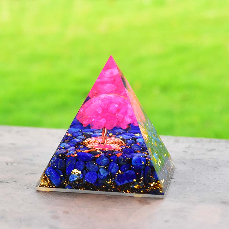 Olivenorma Lapislazuli Rosa Kristallbaum des Lebens Orgon Pyramide 