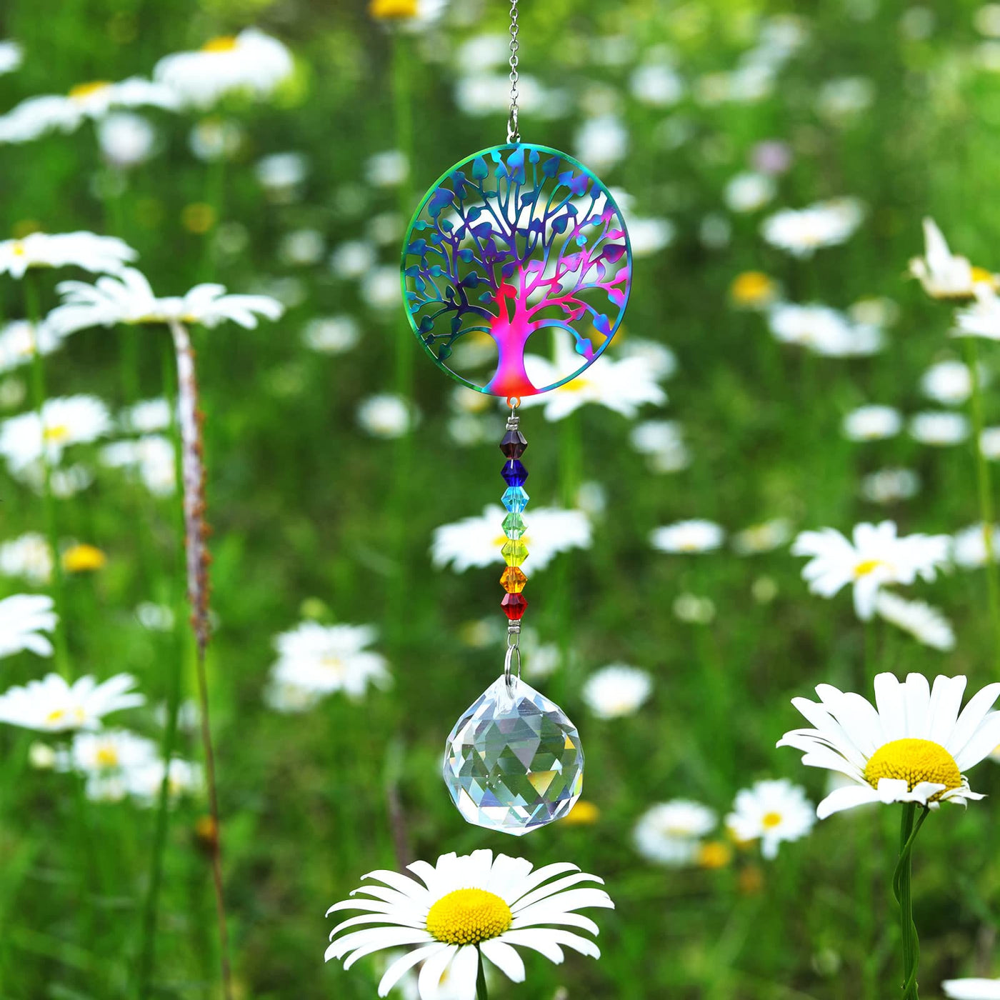 Olivenorma Klarer Kristall Hängender Chakra-Perlen Windspiel Suncatcher