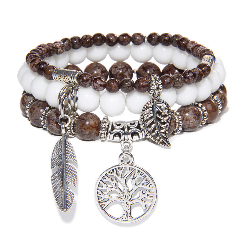 Olivenorma "Nature's Healing Moments" Alabaster Tree Of Life 3 Stück Armbandset