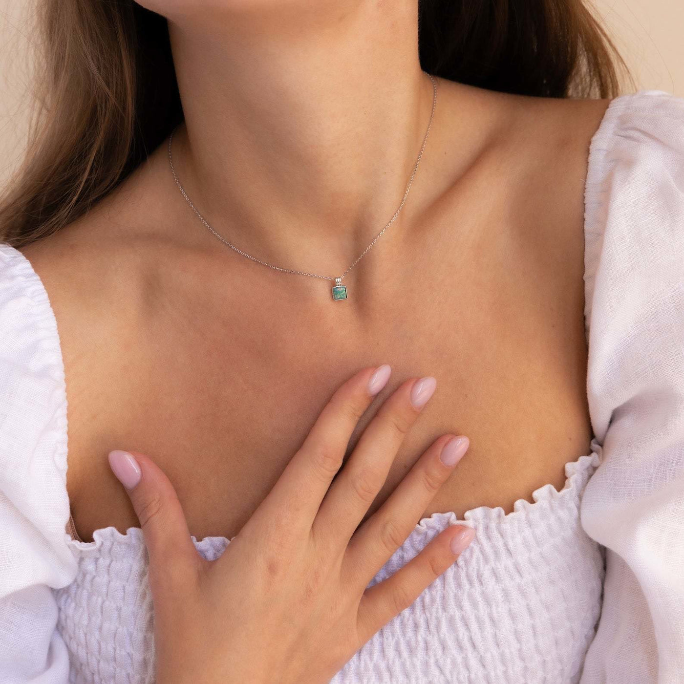 Olivenorma Bunte Opal Liebe Quadratische Anhänger 18k Gold Halskette - image 17