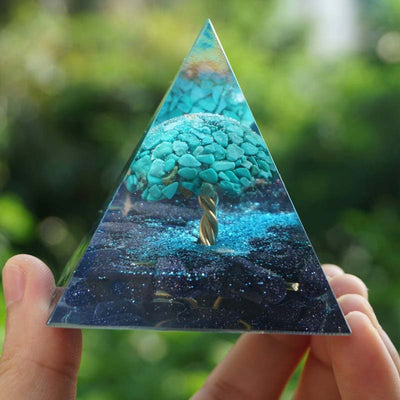 Olivenorma Blauer Sandstein Mit Türkis-Heilenden Orgonpyramide 