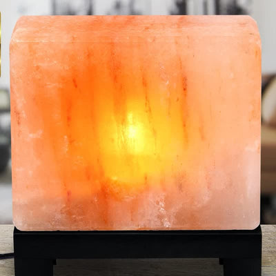 Olivenorma quadratische Form Himalaya Pink Salzkristall-Lampe