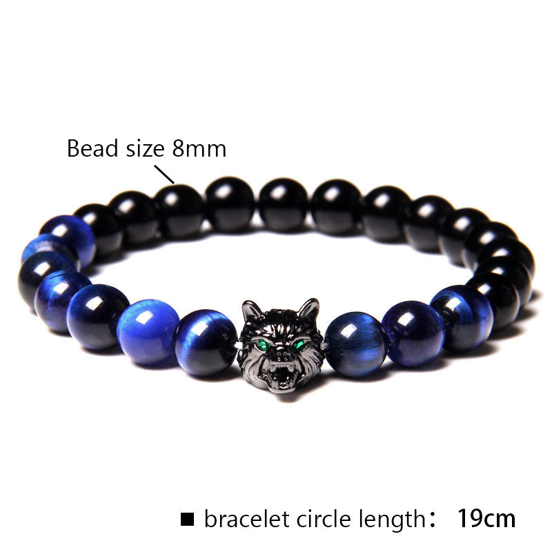 Olivenorma Nachtblaues Tigerauge Wolf Armband 