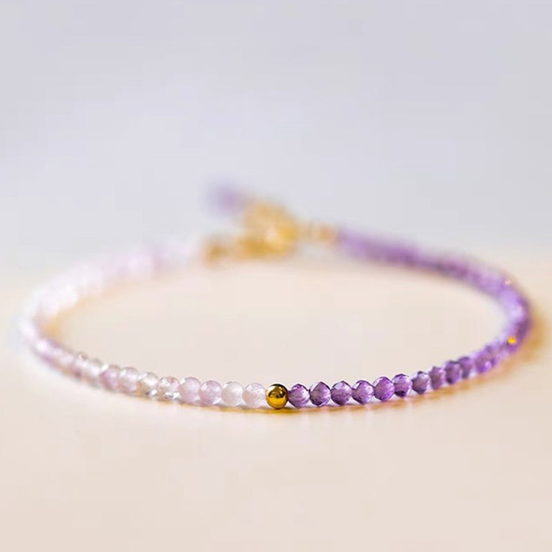 Wisteria - Amethyst mit klarem Kristall, heilendes Edelsteinarmband 