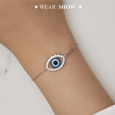 Olivenorma S925 Sterlingsilber Böses Auge Weißer Zirkon Armband 