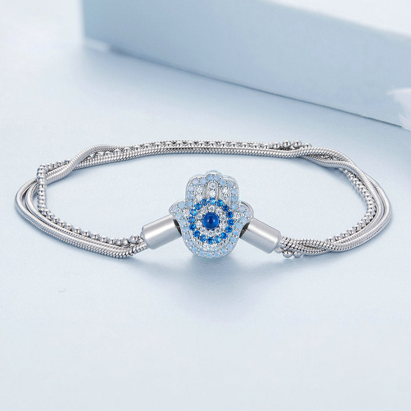 Olivenorma Sterlingsilber S925 Hamsa Böses Auge Armband 