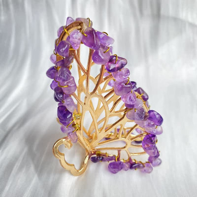 Amethyst- oder Rosenquarz-Schmetterlingshaarnadel