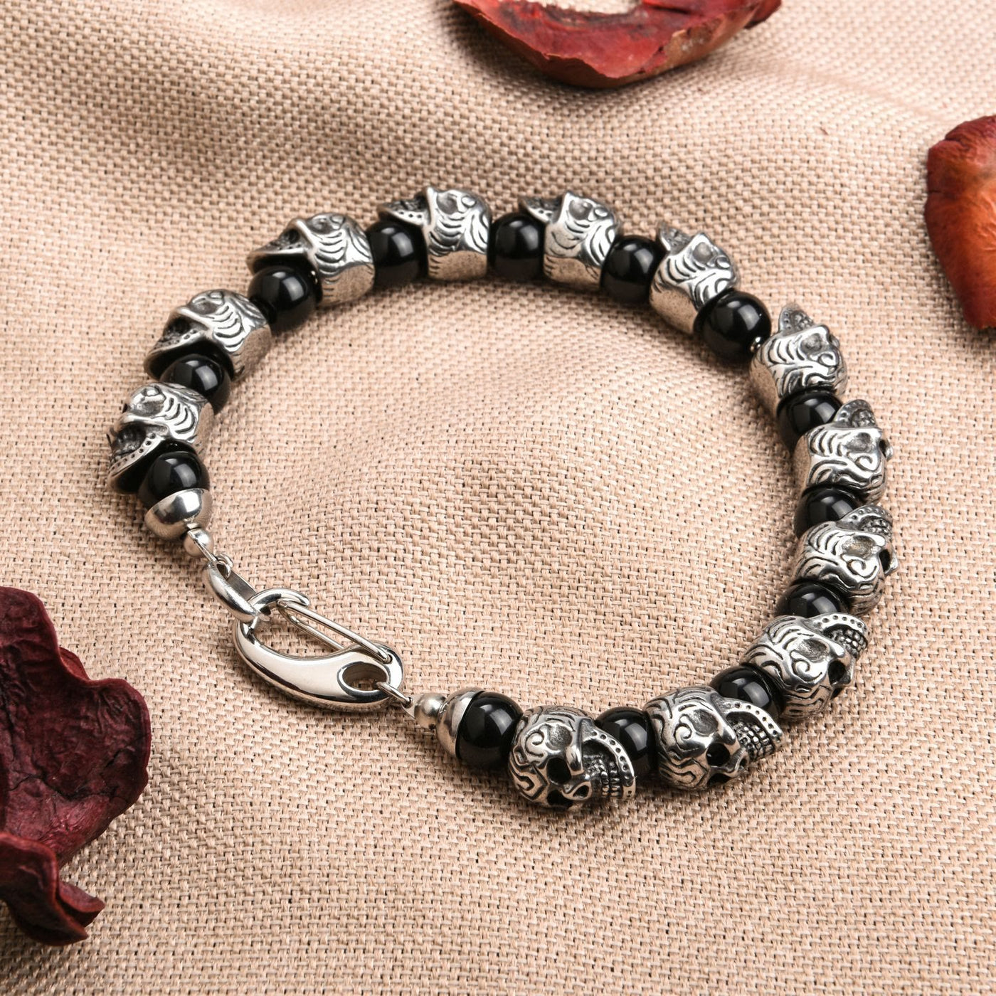 Olivenorma Armband aus natürlichem Tigerauge, handgefertigt, Edelstahl