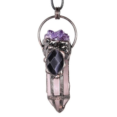 Olivenorma Kreative Natürliche Amethyst Rosenquarz Halskette 