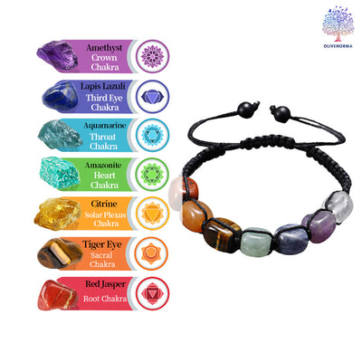 Olivenorma 7 Chakra Kristall-Edelstein-Perlen-geflochtenes Wickelarmband für Männer 