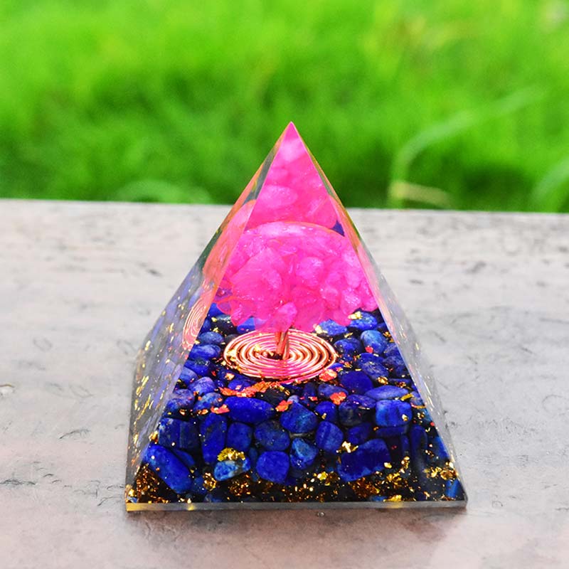 Olivenorma Lapislazuli Rosa Kristallbaum des Lebens Orgon Pyramide 