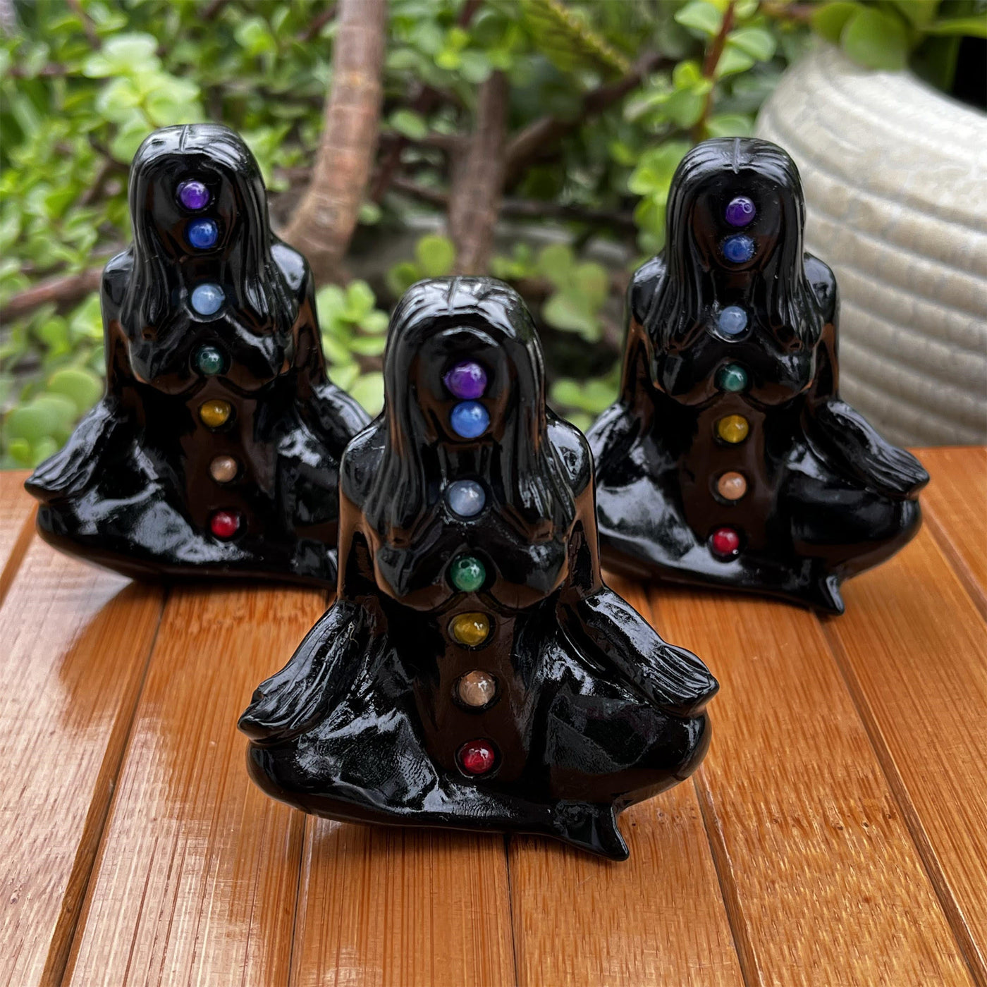 Olivenorma Obsidian Chakra Yoga Göttin Heidnische Edelsteindekoration 