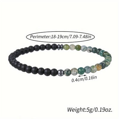 Olivenorma 4mm Schwarzer Achat Vulkangestein Männerarmband 