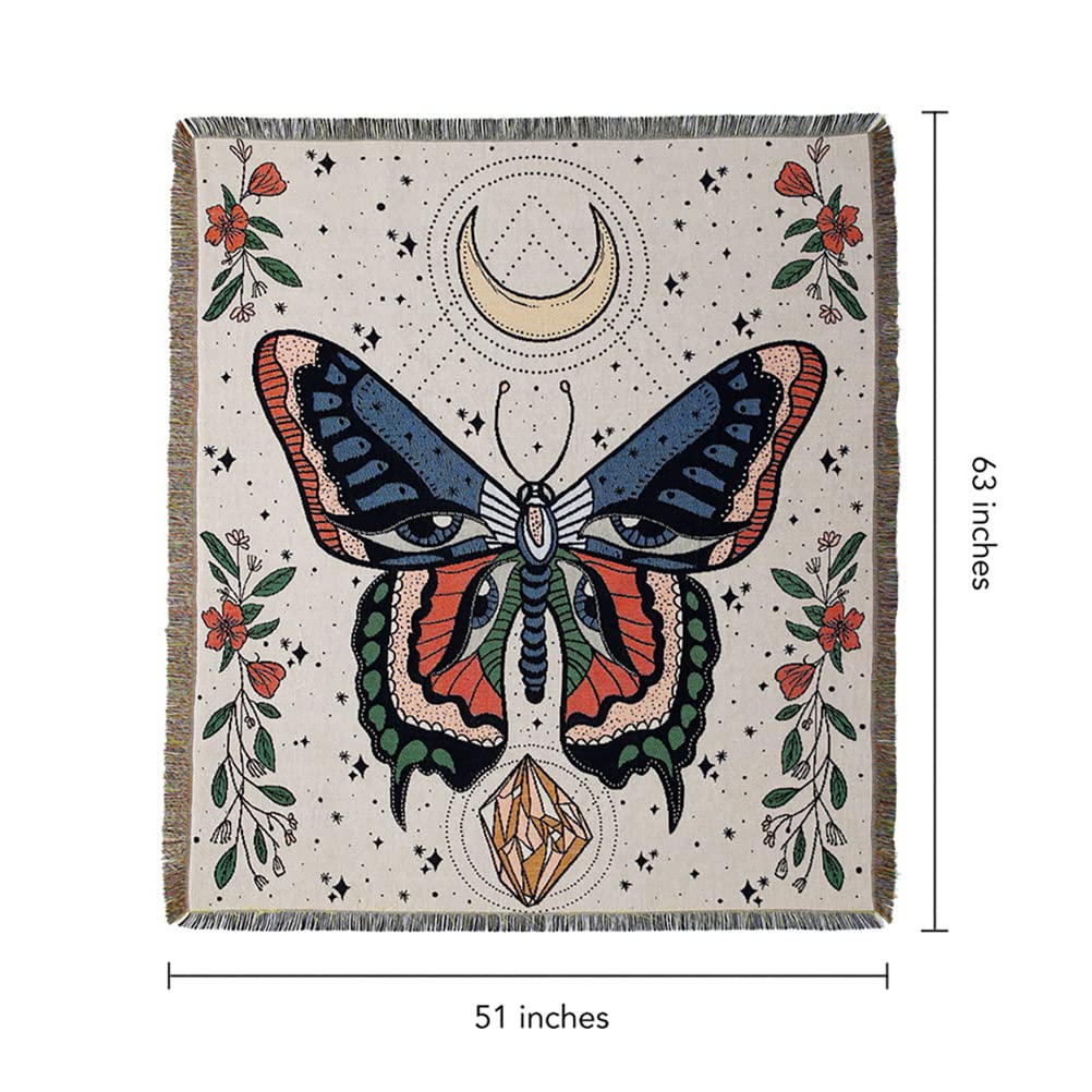 Olivenorma Butterfly Throw Gewebte Quasten-Decke