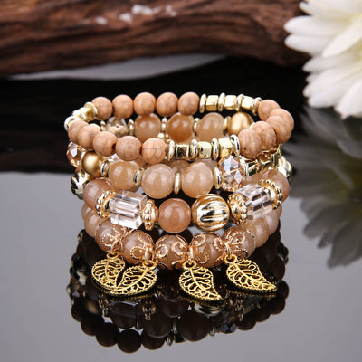 Olivenorma Bohemian Leaf Pendant Accessories Multilayer-Armband-Set