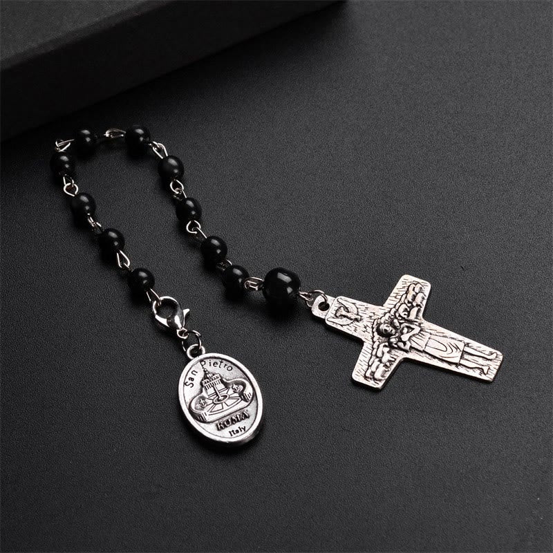 Olivenorma Vatikan Heiliger Vater Kreuz Anhänger Rosenkranz Perlen Armband