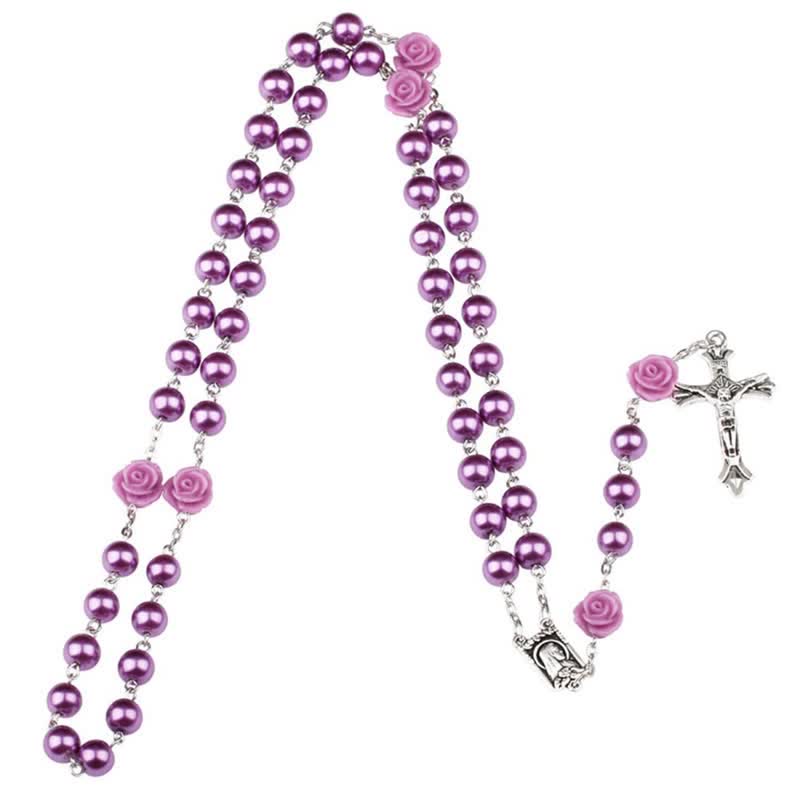 Olivenorma Rosary Halskette mit lila Glasperlen 