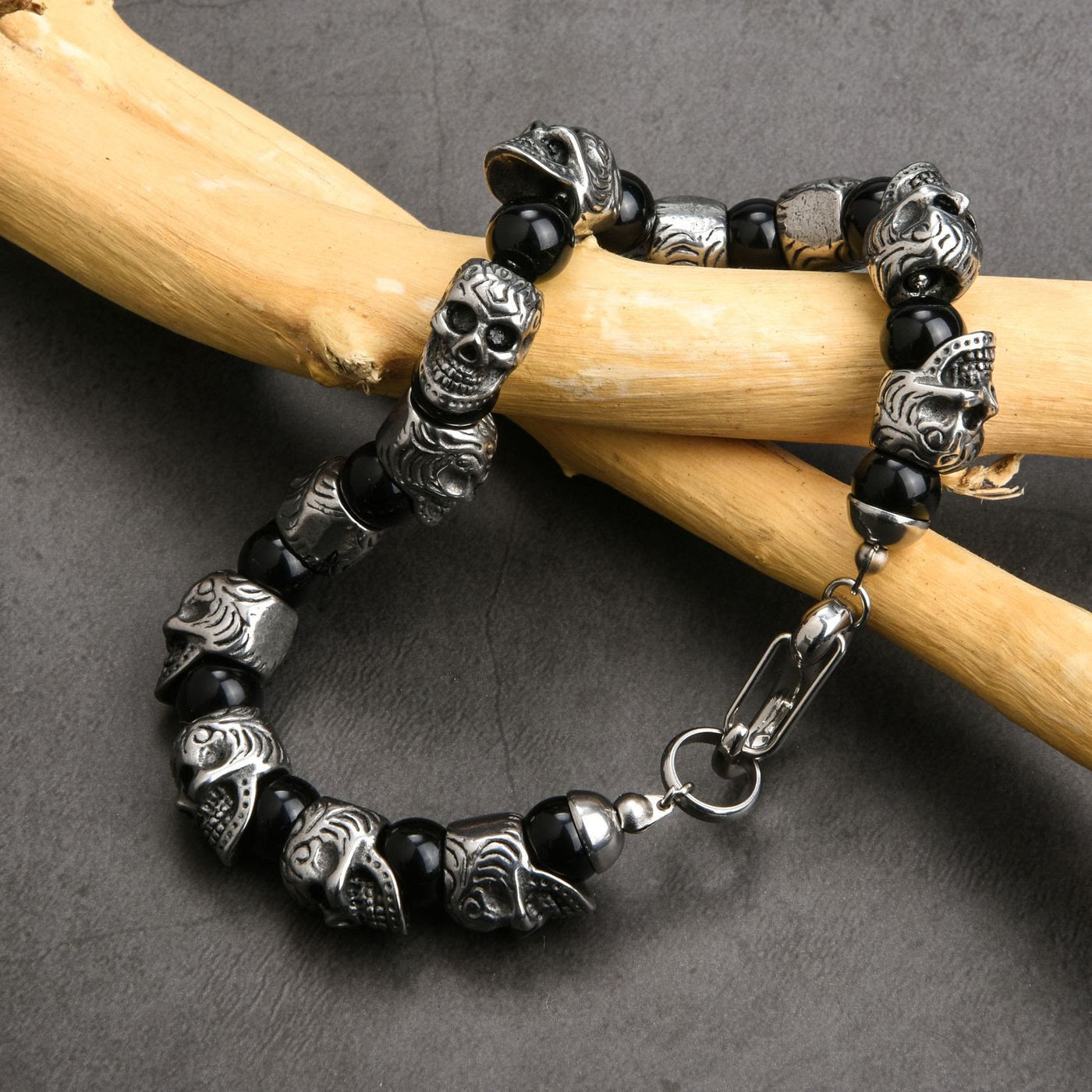 Olivenorma Armband aus natürlichem Tigerauge, handgefertigt, Edelstahl