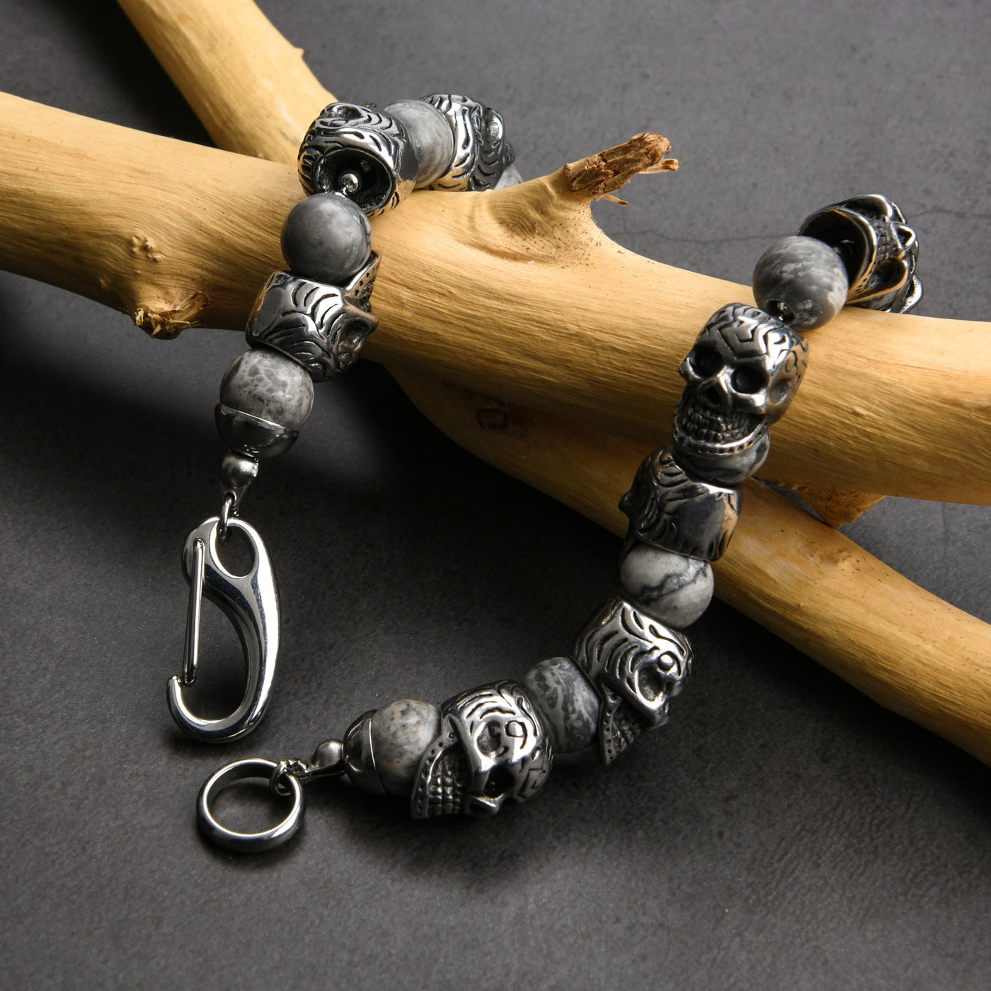 Olivenorma Armband aus natürlichem Tigerauge, handgefertigt, Edelstahl