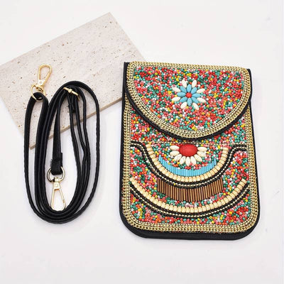 Olivenorma Ethnic Style Perlen Crossbody Handytasche 