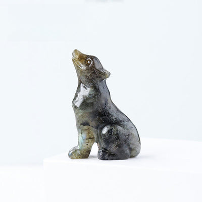 Olivenorma Naturkristall Kleiner Wolf Junge Edelstein-Dekoration