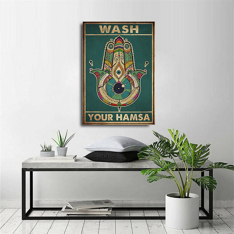 Olivenorma Chakra Yoga "Wasche deinen Hamsa" Böser Blick Poster